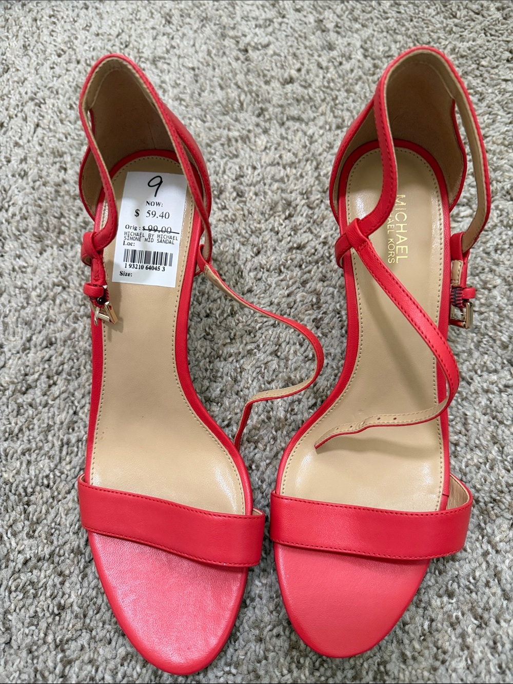 Michael Kors Coral Red Open-Toe Ankle-Strap Heels